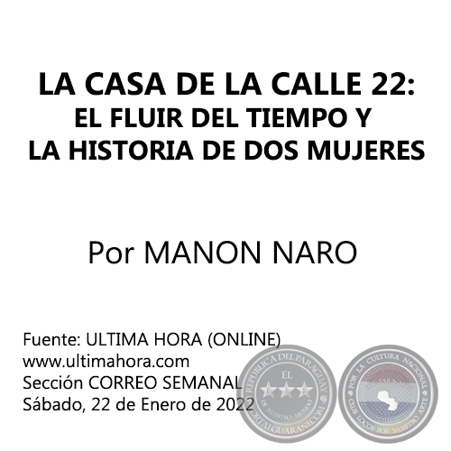 LA CASA DE LA CALLE 22: EL FLUIR DEL TIEMPO Y LA HISTORIA DE DOS MUJERES - Por MANON NARO - Sbado, 22 de Enero de 2022